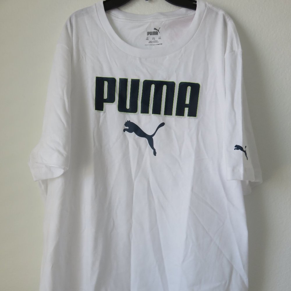 Puma Logo White T-shirt with Black Logo - Mens Size XXL